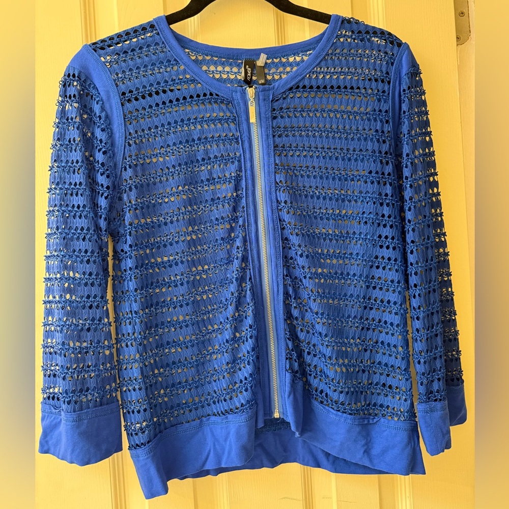 Ravel Blue Sheer Zip-Up Jacket Size M